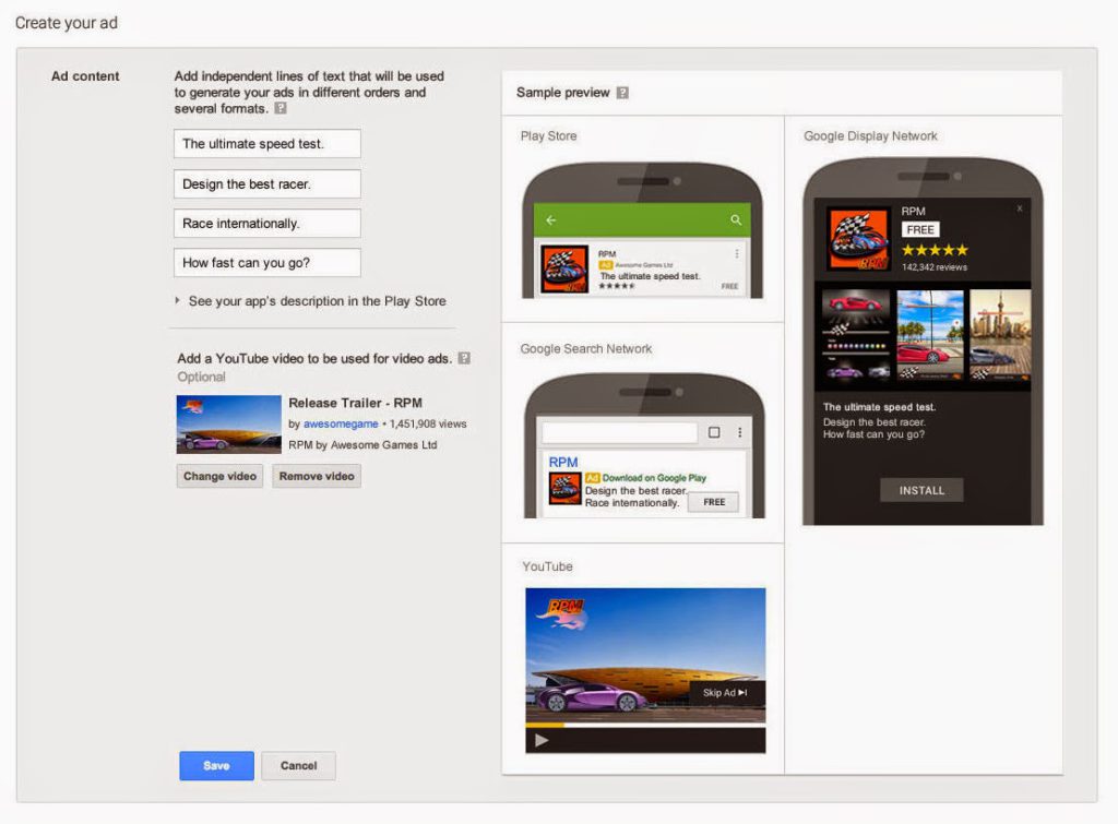 Google AdWords Universal app campagnes