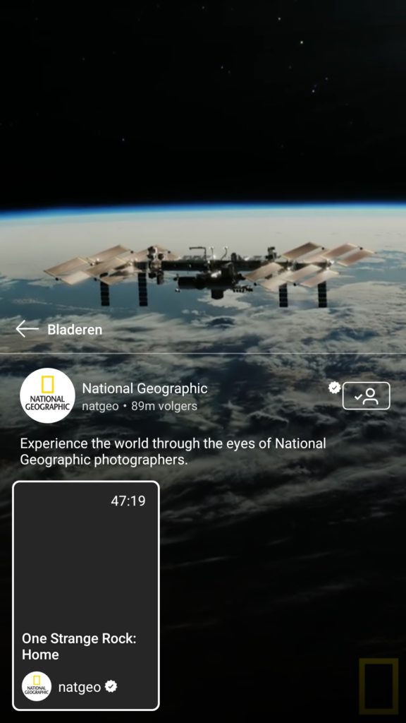 Voorbeeld show IGTV National Geographic - Lincelot
