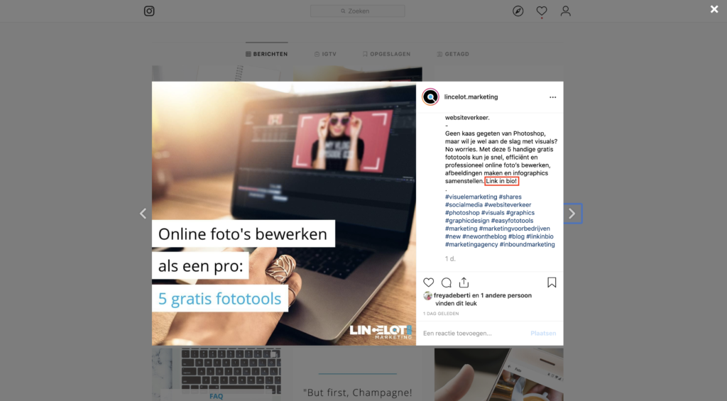 Hoe schrijf je een goede Instagram bio? - link in bio - Lincelot