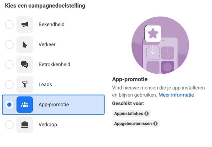 Campagnedoelstelling - Apppromotie