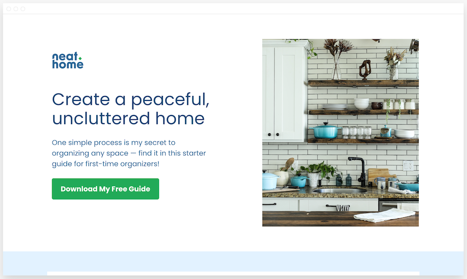 Voorbeeld van een pagina die je met LeadPage kan maken voor een huizenfirma.